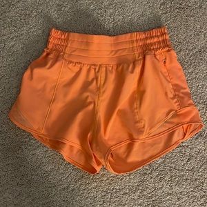 Neon orange lululemon shorts